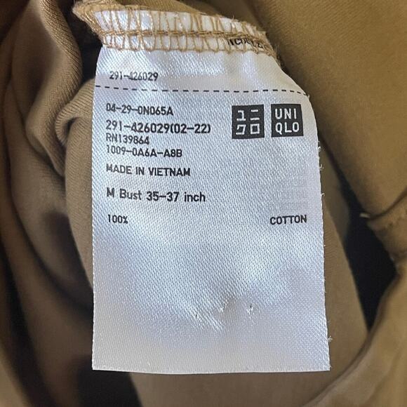Uniqlo U Dress Medium Sleeveless Tan Jersey Short Basic Minimalist - Picture 7 of 7